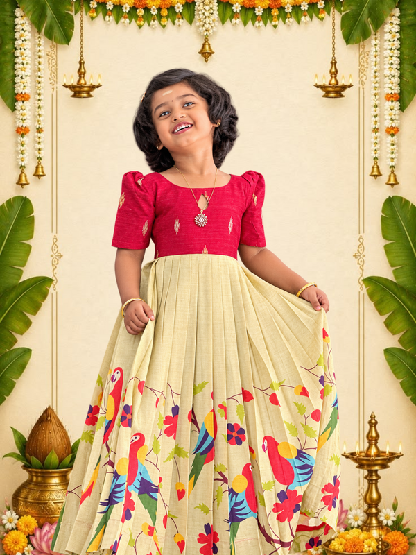 Chitra - Red and Sandal (Parrot) - SKA-2916