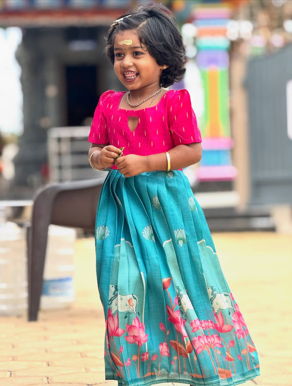 Kowshika - Pink and Blue Maxi - SKA-2911