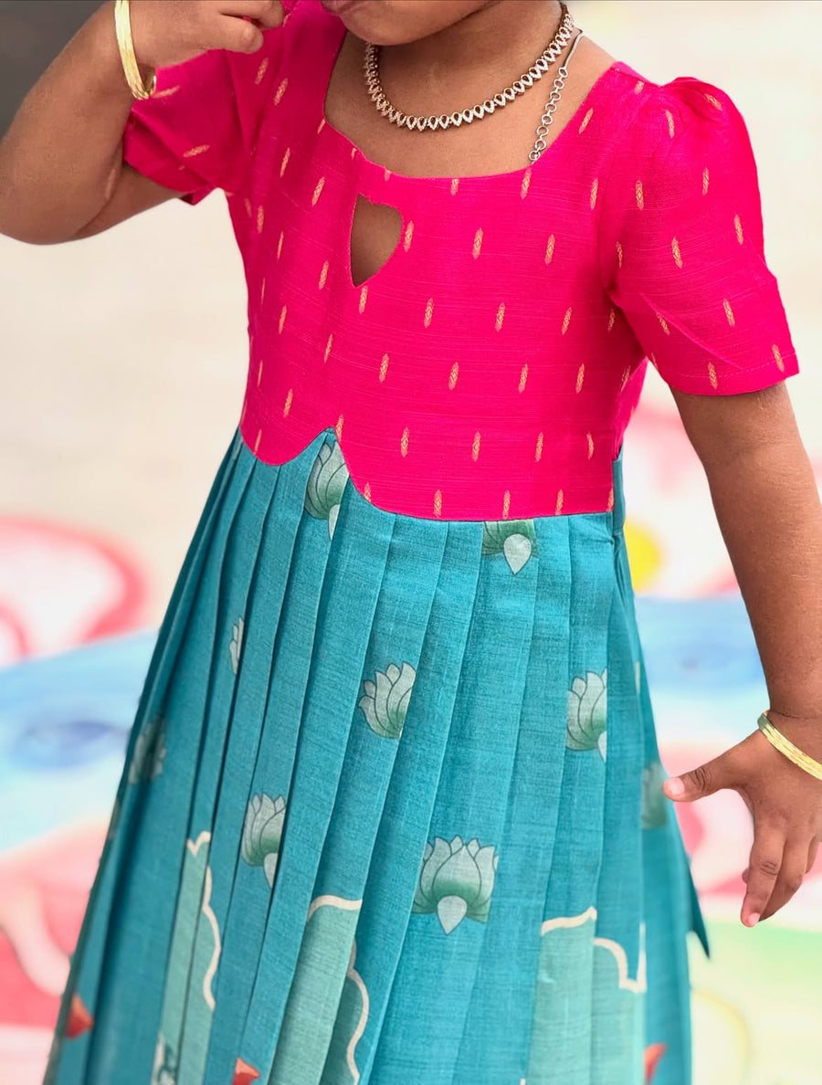 Kowshika - Pink and Blue Maxi - SKA-2911